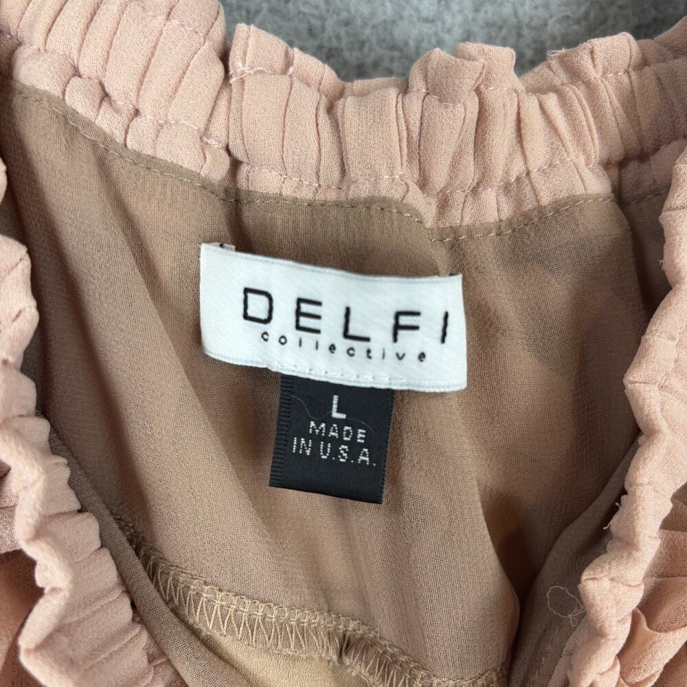 Delfi Collective Paige Dress Large Boho Off Shoulder Colorblock Pleat Retro USA - Picture 5 of 11